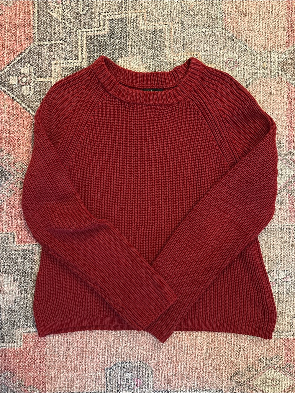 Quince Red Crewneck Ribbed Sweater